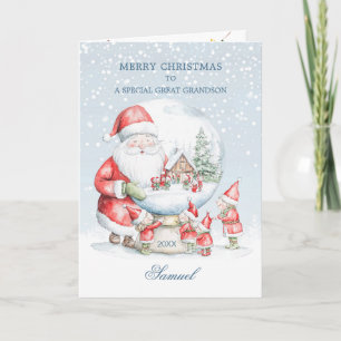 Cartes Pour Fêtes Annuelles Grand Grand Grand Globe de neige Père Noël Elf Chr