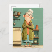 Cartes Pour Fêtes Annuelles Grand-mère charmante et son chat (Devant / Derrière)