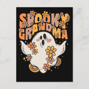 Cartes Pour Fêtes Annuelles Grand-mère éffrayante Fantôme Super Avec Fleurs Vi