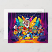 Cartes Pour Fêtes Annuelles Grand-père jouant dans un groupe de rock sur scène (Devant / Derrière)