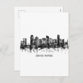 Cartes Pour Fêtes Annuelles Grand Rapids Michigan Skyline BW (Devant / Derrière)