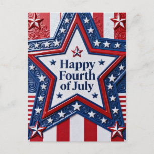 Cartes Pour Fêtes Annuelles Grande étoile sur rayures le 4 juillet