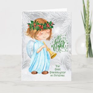 Cartes Pour Fêtes Annuelles Grande Petite-fille Noël Angel Girl and Pines