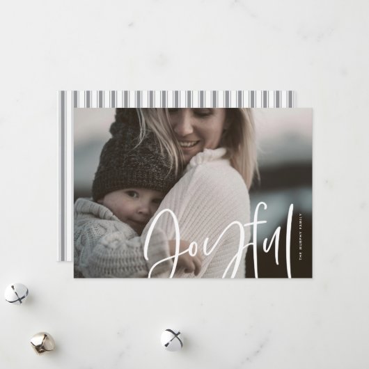 Cartes Pour Fêtes Annuelles Grande Photo Classique Joyeuse Écrite Casually (Devant/Arrière en situation)