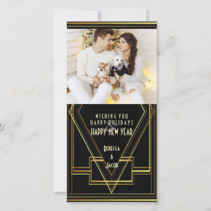 Cartes Pour Fêtes Annuelles grande porte en noir et or photo de vacances