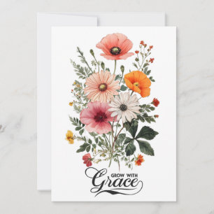Cartes Pour Fêtes Annuelles Grandir avec grâce, Vintage floraison botanique