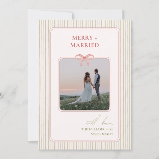 Cartes Pour Fêtes Annuelles Grandmillennial Coquette Merry + Married Two Photo (Devant)