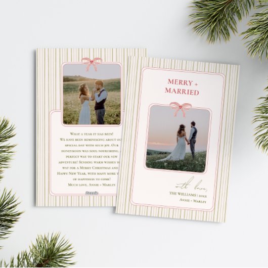 Cartes Pour Fêtes Annuelles Grandmillennial Coquette Merry + Married Two Photo