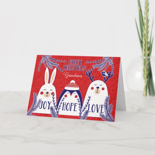 Cartes Pour Fêtes Annuelles Grandniece Noël Woodland Créatures (Devant)