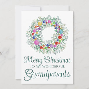 Cartes Pour Fêtes Annuelles Grandparents coloré Noël Wreath