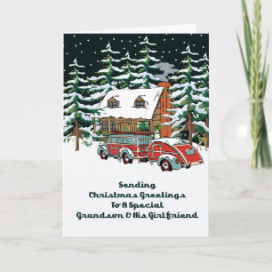 Cartes Pour Fêtes Annuelles Grandson et sa petite amie voeux de Noël