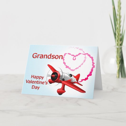 Cartes Pour Fêtes Annuelles Grandson Valentine's Day Airplane with heart (Devant)
