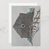 Cartes Pour Fêtes Annuelles Grange d'hiver (Devant / Derrière)