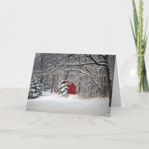 Cartes Pour Fêtes Annuelles Grange rouge dans la neige 2011