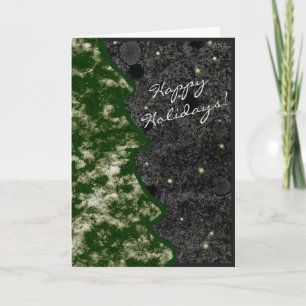 Cartes Pour Fêtes Annuelles Granite Rock texture vert Joyeux vacances saisonni