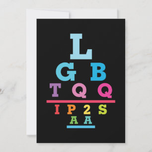 Cartes Pour Fêtes Annuelles Graphique d'acuité visuelle acronyme de fierté gay