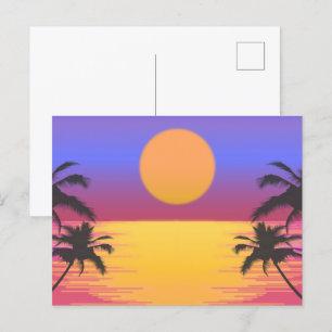 Cartes Pour Fêtes Annuelles Graphique de coucher de soleil tropical