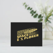 Cartes Pour Fêtes Annuelles Graphique de fusée exploratrice de l'espace rétro (Debout devant)