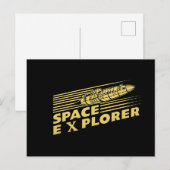 Cartes Pour Fêtes Annuelles Graphique de fusée exploratrice de l'espace rétro (Devant / Derrière)