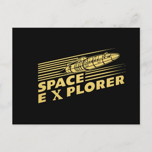 Cartes Pour Fêtes Annuelles Graphique de fusée exploratrice de l'espace rétro (Devant)