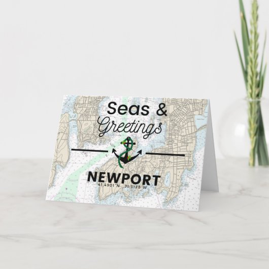 Cartes Pour Fêtes Annuelles Graphique Mer et salutations - Newport (Devant)