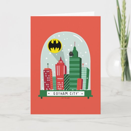 Cartes Pour Fêtes Annuelles Graphisme du globe à neige de Gotham City™ Batman (Devant)