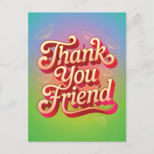 Cartes Pour Fêtes Annuelles Graphisme Rétro Merci Ami avec des Pissenlits