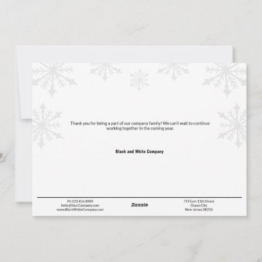 Cartes Pour Fêtes Annuelles Gras Black & White Winter Snowflake Business (Dos)