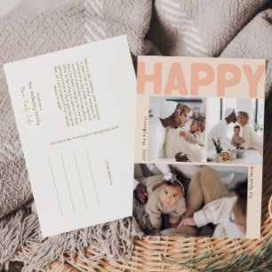 Cartes Pour Fêtes Annuelles Gras Corail Année En Revue Vertical 3 Photo Happy