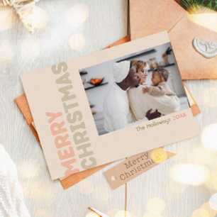 Cartes Pour Fêtes Annuelles Gras moderne Coral Joyeux Noël Quatre photos