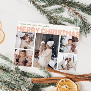 Cartes Pour Fêtes Annuelles Gras moderne Joyeux Noël Cinq photos