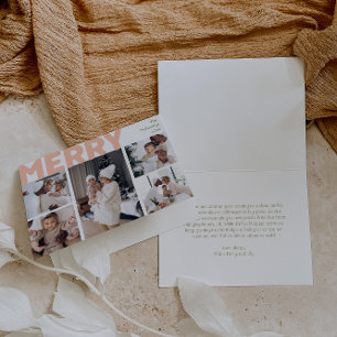 Cartes Pour Fêtes Annuelles Gras moderne Joyeux plié Cinq photos