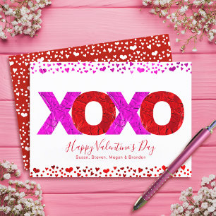 Cartes Pour Fêtes Annuelles Gras moderne rose rouge XOXO Valentin Script