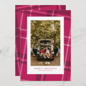 Cartes Pour Fêtes Annuelles Gras rose plaid fun une photo Noël (Devant / Derrière)