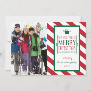 Cartes Pour Fêtes Annuelles Gras Stripes Joyeux Noël Photo Appartement