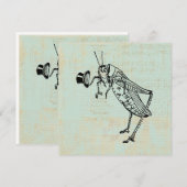 Cartes Pour Fêtes Annuelles Grasshopper avec chapeau supérieur (Devant / Derrière)