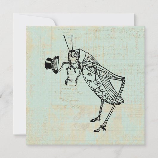 Cartes Pour Fêtes Annuelles Grasshopper avec chapeau supérieur (Devant)