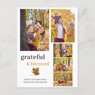 Cartes Pour Fêtes Annuelles Grateful & Blessed Fall remercier la famille photo