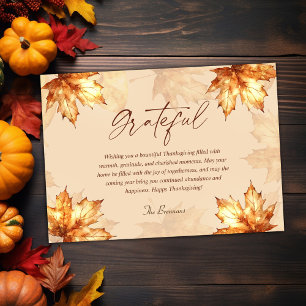 Cartes Pour Fêtes Annuelles Grateful Elegant moderne Rustique Thanksgiving