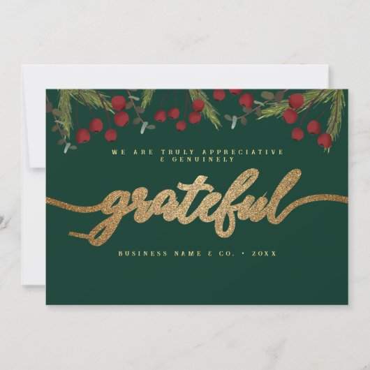 Cartes Pour Fêtes Annuelles Grateful Modern Script Holly Pine business logo  (Devant)