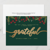 Cartes Pour Fêtes Annuelles Grateful Modern Script Holly Pine business logo  (Devant / Derrière)