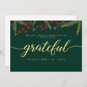 Cartes Pour Fêtes Annuelles Grateful Modern Script Holly Pine business logo  (Devant / Derrière)