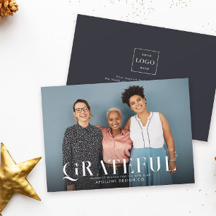 Cartes Pour Fêtes Annuelles GRATEFUL Moderne Bright Business Photo Logo élégan