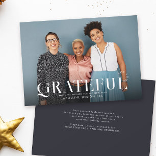Cartes Pour Fêtes Annuelles GRATEFUL Moderne brillant Photo d'entreprise Éléga