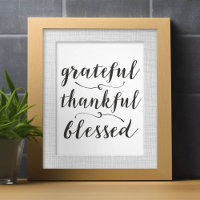 Grateful Thankful Blessé Script rustique