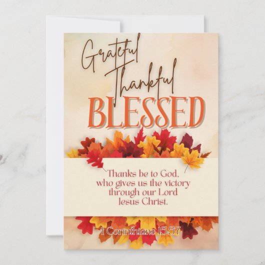 Cartes Pour Fêtes Annuelles Grateful Thanksgiving Card béni (Devant)