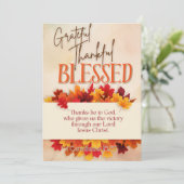Cartes Pour Fêtes Annuelles Grateful Thanksgiving Card béni (Debout devant)
