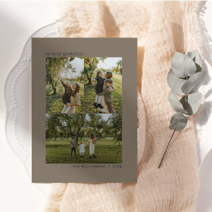 Cartes Pour Fêtes Annuelles Gratitude de Thanksgiving Brun Taupe 4 Collage Pho