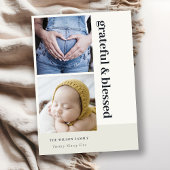 Cartes Pour Fêtes Annuelles Gratitude et Bénédiction Photo Noir Minimal 2 Gras