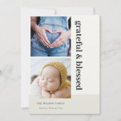 Cartes Pour Fêtes Annuelles Gratitude et Bénédiction Photo Noir Minimal 2 Gras (Devant)